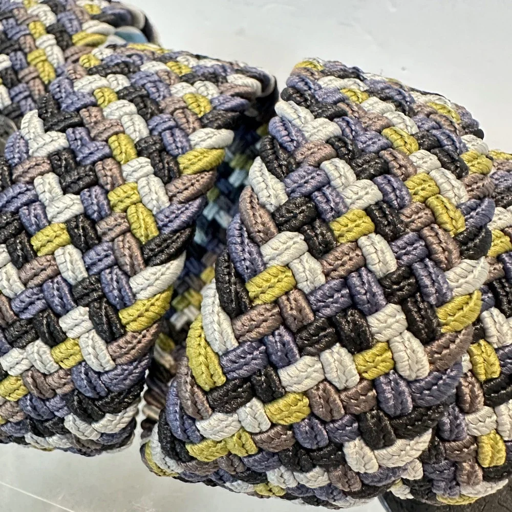 Robert Graham Jacob Woven Braided Elastic Belt Grey Olive Navy Mens Size 32 NEW